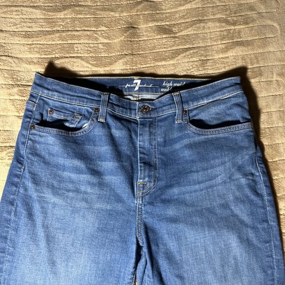 7 For All Mankind Guinevere Jeans Size 31 | High Waist Light Denim Ankle Cut - Picture 2 of 7